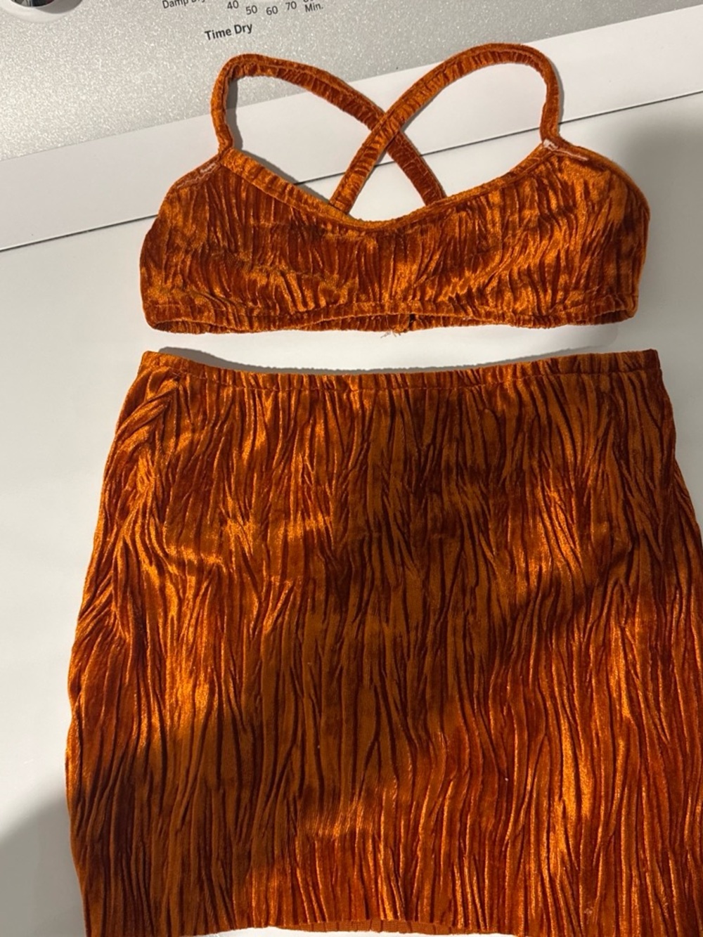 Rust Crushed Velvet Mini Skirt -kids solo costume